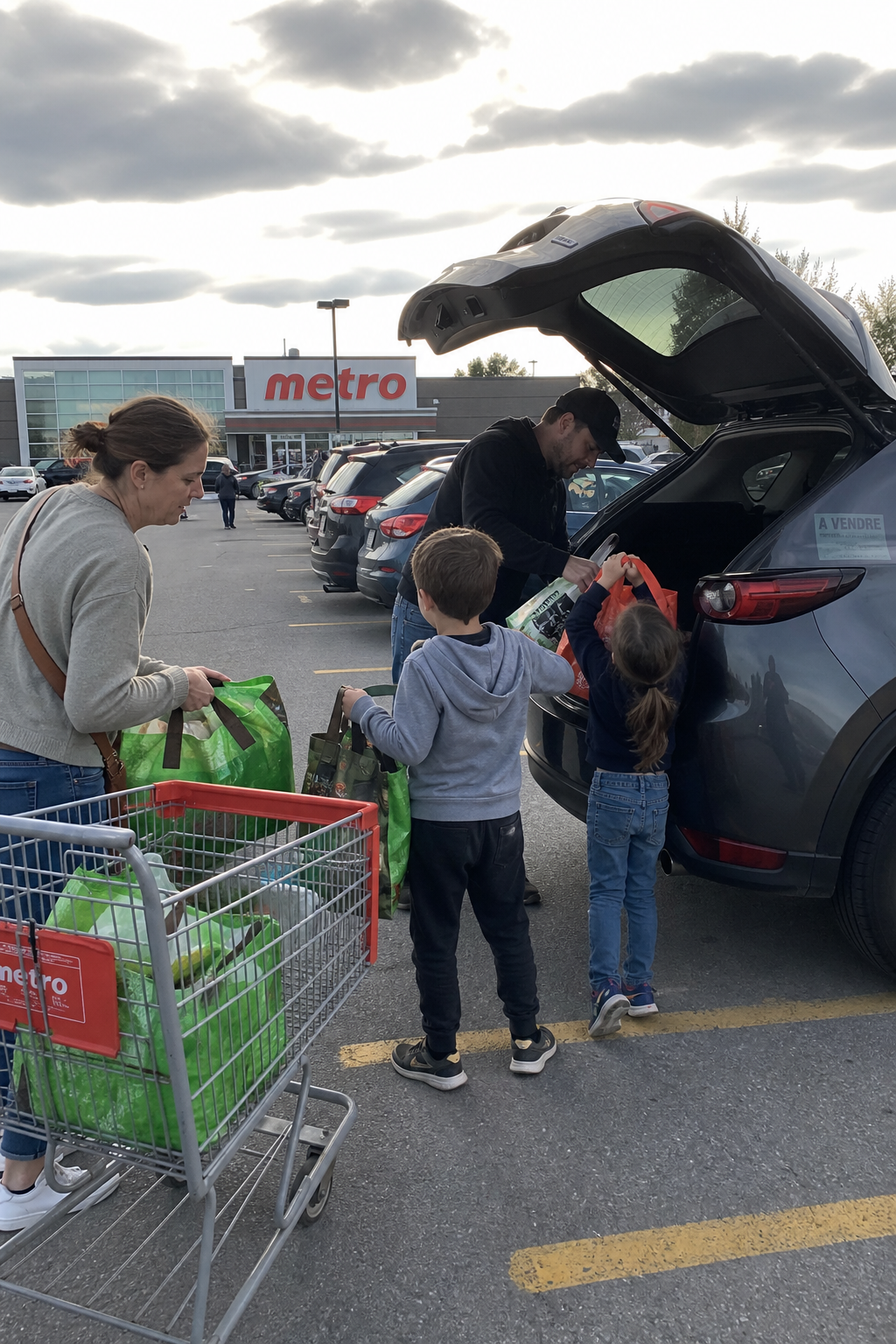 Family near a car